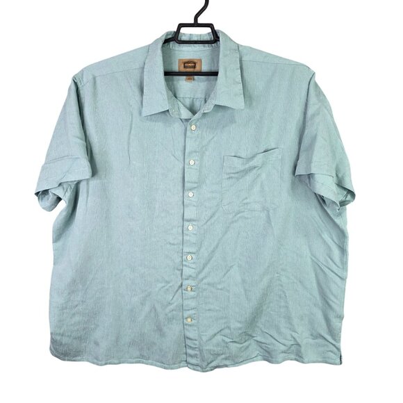 Mens Foundry Supply Co Teal Shirt Button Up Short Sleeve Rayon Blend Size 3XL - Picture 1 of 7